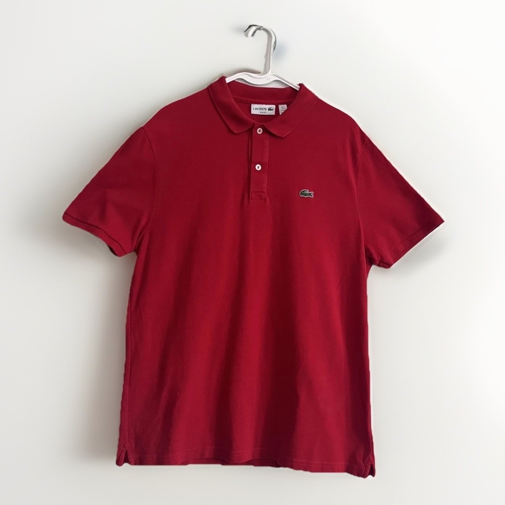 Lacoste Deep Red Men's Polo Shirt with Crocodile Logo